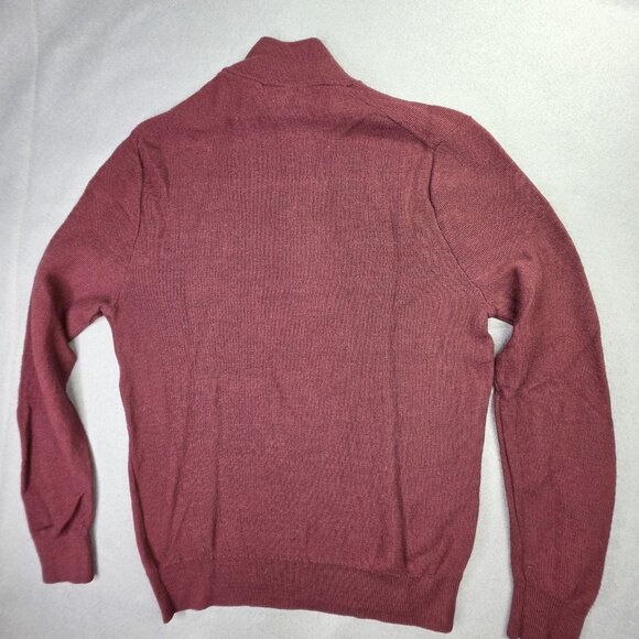 Brooks Brothers Sweater Mens Medium Maroon X Fine Merino Wool Half Zip Pullover - Picture 6 of 11